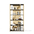 Light luxury wind metal bookshelf marble living room